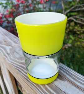 8 oz Double Layer Glass Cup (Chartreuse w/ White)