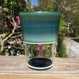 8 oz Double Layer Glass Cup (Mystery Aventurine w/ black)